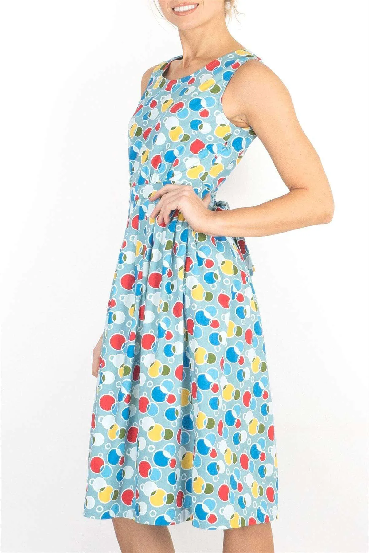 Seasalt Seamstress Geometric Print Sleeveless Blue Short Dress