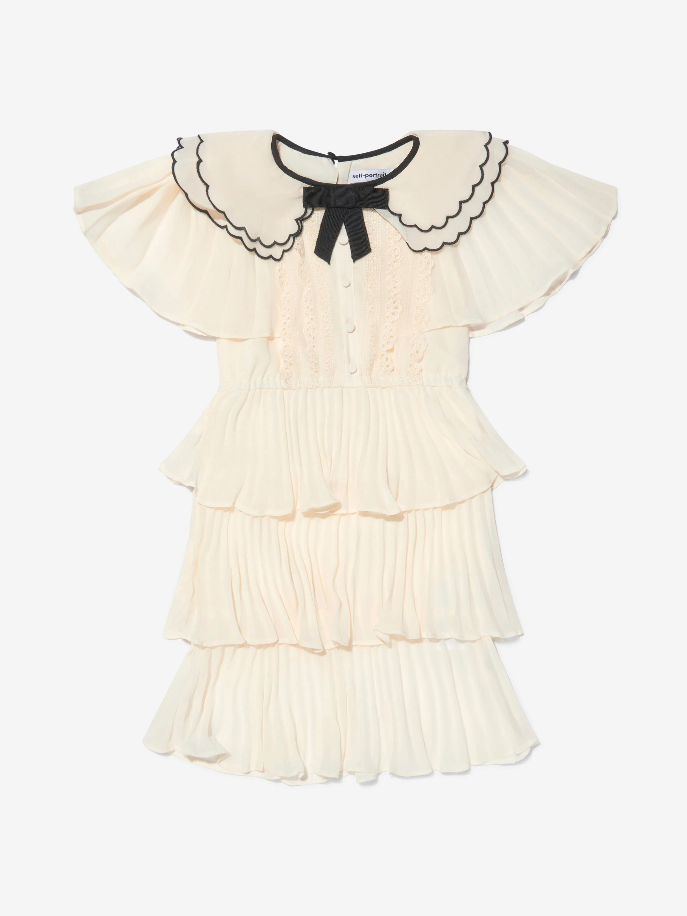 Self Portrait Girls Scallop Collar Chiffon Dress