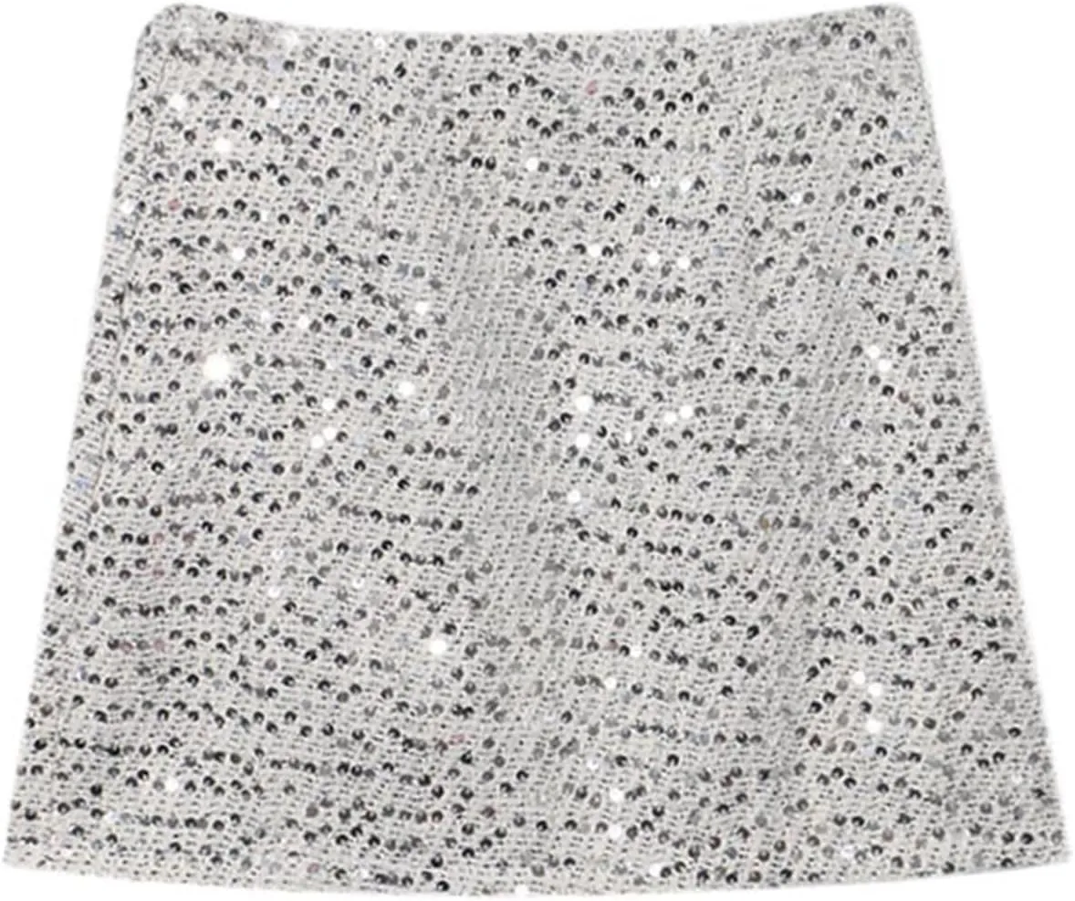 Sequin Skirt for Women Stretchy Bodycon Mini Skirts Sexy Sparkly Skirt Glitter Shiny Skirt Night Out Dance Party Dress