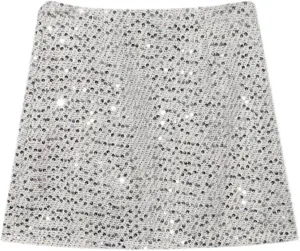 Sequin Skirt for Women Stretchy Bodycon Mini Skirts Sexy Sparkly Skirt Glitter Shiny Skirt Night Out Dance Party Dress