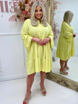 Shakira Lemon Long Sleeve Smock Dress