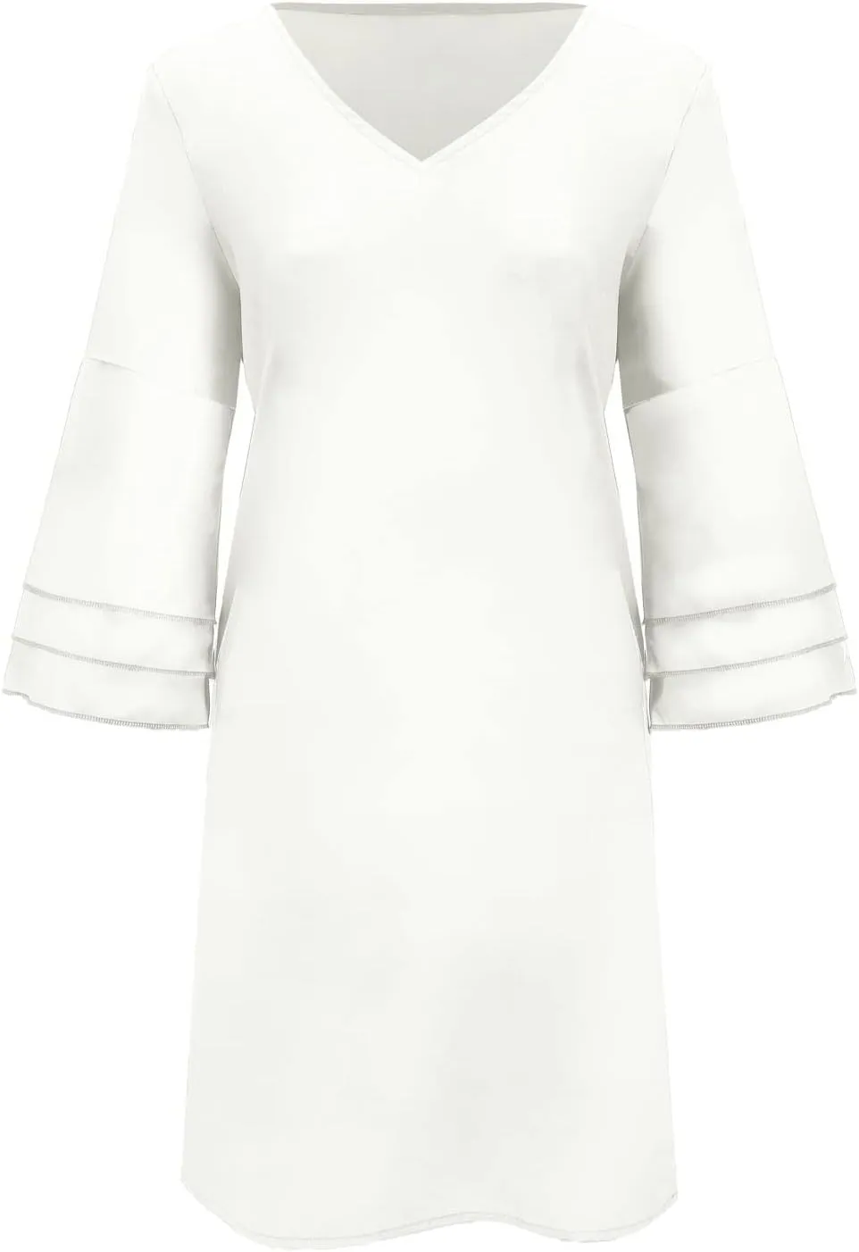 Shift Dress for Women Casual V Neck Loose Swing Mini Dress Layered Ruffles 3/4 Sleeve Casual Summer Floral Sundress