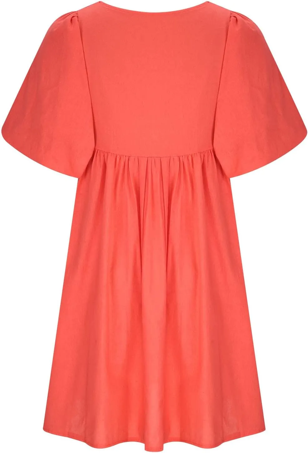 Short Dresses for Women 2024 Lounge Summer Puff Sleeve Knee Length Dresses v Neck Loose Fit Tie Mini Dresses