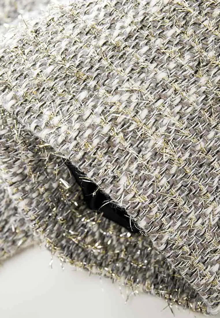 Silver And Black Bubble-hem Tweed Dress