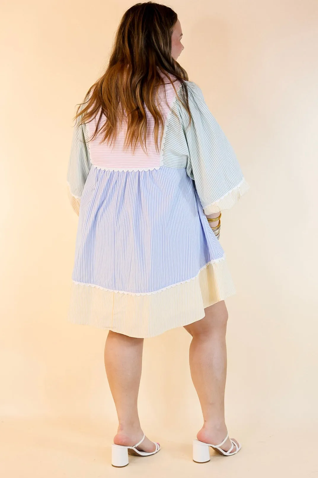 Simply Timeless Collared Color Block Dress with 3/4 Sleeves