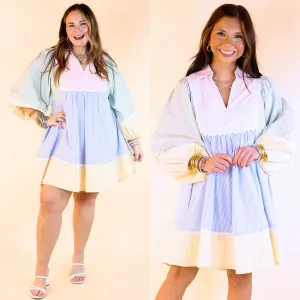 Simply Timeless Collared Color Block Dress with 3/4 Sleeves