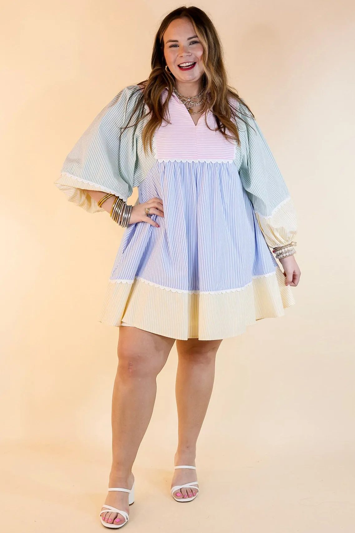 Simply Timeless Collared Color Block Dress with 3/4 Sleeves