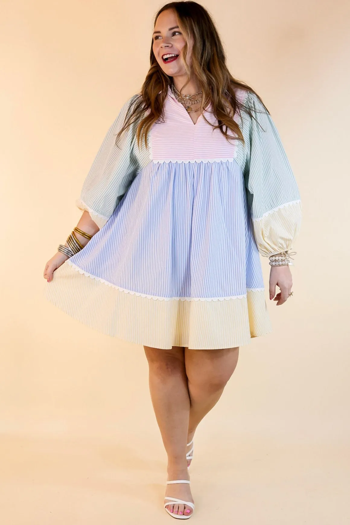 Simply Timeless Collared Color Block Dress with 3/4 Sleeves