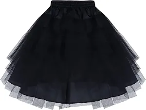 Skirt for Women Solid Pleated Drawstring High Waist Midi Petticoat A-line Elastic Waist Layered Mesh Dancing Skirt