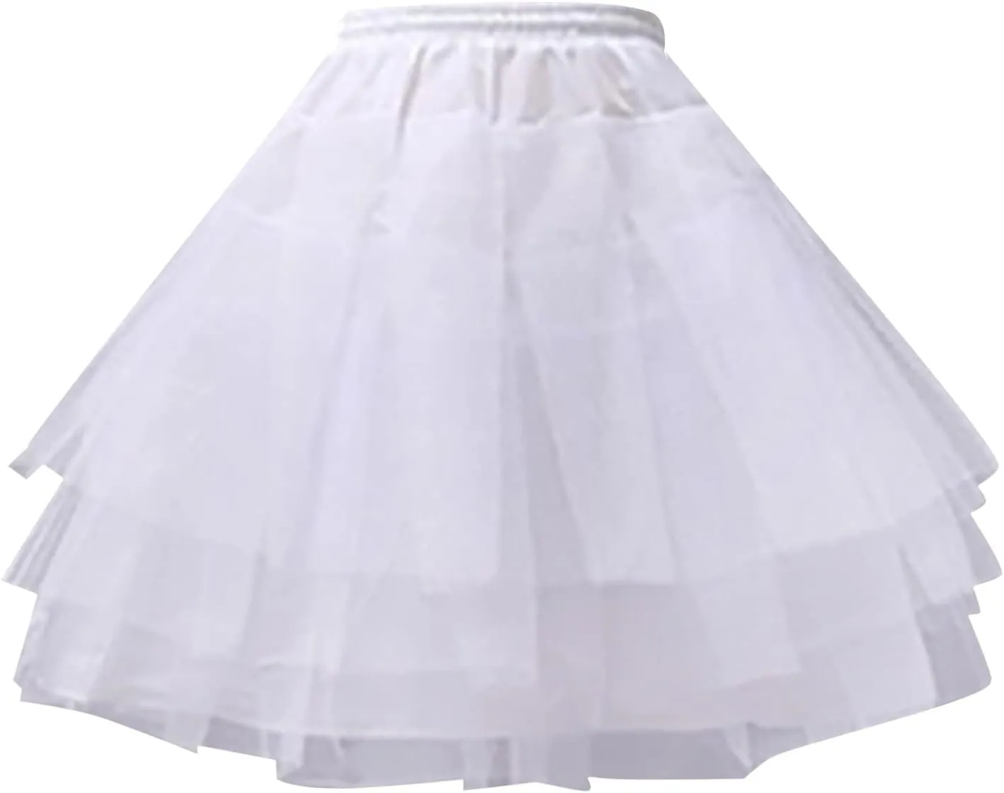 Skirt for Women Solid Pleated Drawstring High Waist Midi Petticoat A-line Elastic Waist Layered Mesh Dancing Skirt