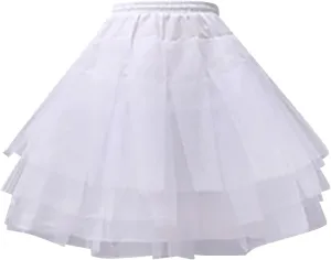 Skirt for Women Solid Pleated Drawstring High Waist Midi Petticoat A-line Elastic Waist Layered Mesh Dancing Skirt