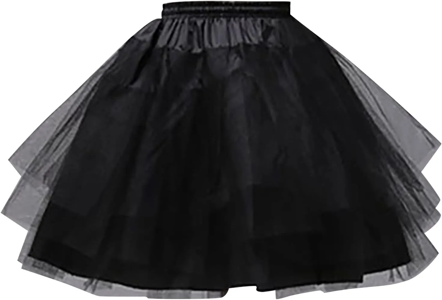 Skirt for Women Solid Pleated Drawstring High Waist Midi Petticoat A-line Elastic Waist Layered Mesh Dancing Skirt