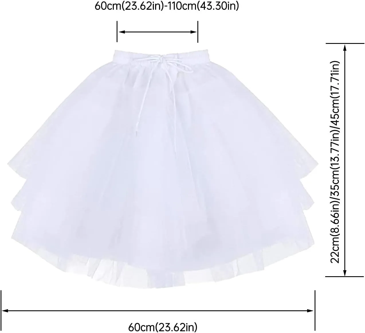 Skirt for Women Solid Pleated Drawstring High Waist Midi Petticoat A-line Elastic Waist Layered Mesh Dancing Skirt