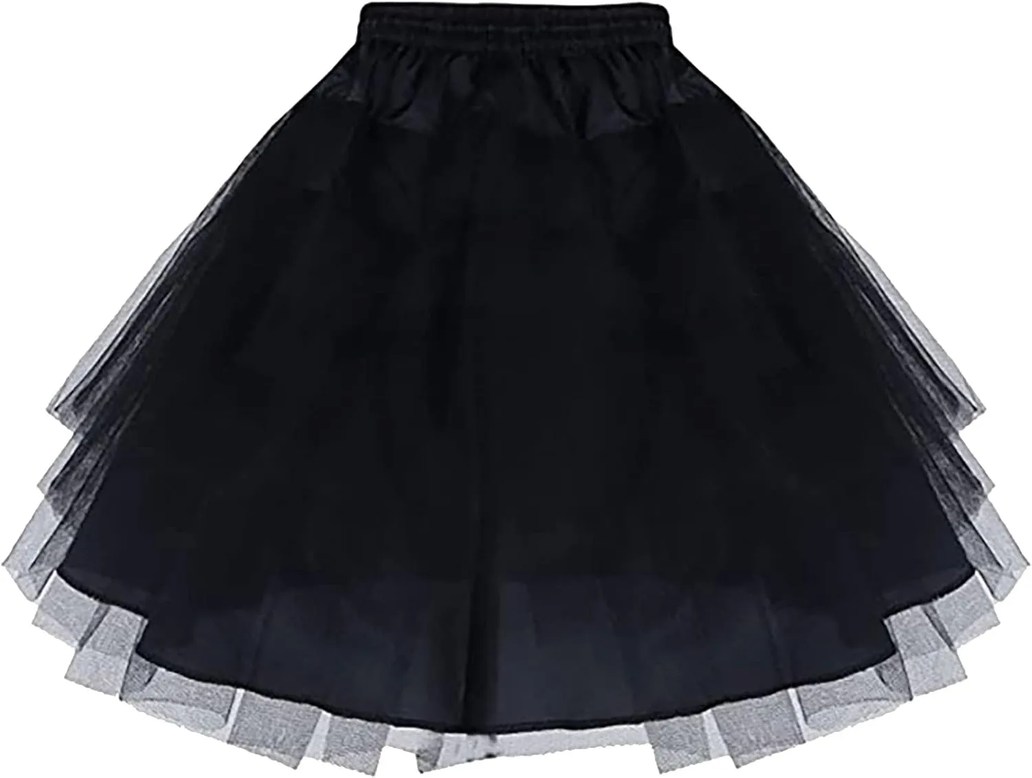 Skirt for Women Solid Pleated Drawstring High Waist Midi Petticoat A-line Elastic Waist Layered Mesh Dancing Skirt