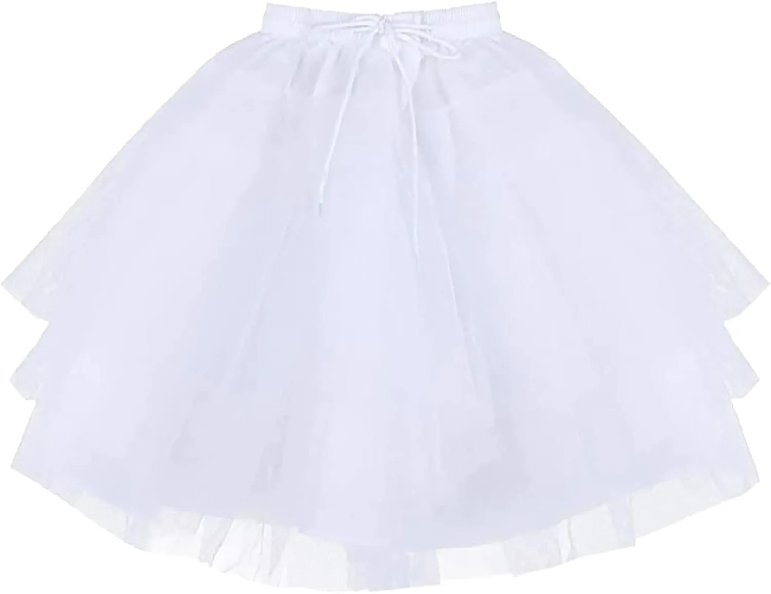 Skirt for Women Solid Pleated Drawstring High Waist Midi Petticoat A-line Elastic Waist Layered Mesh Dancing Skirt