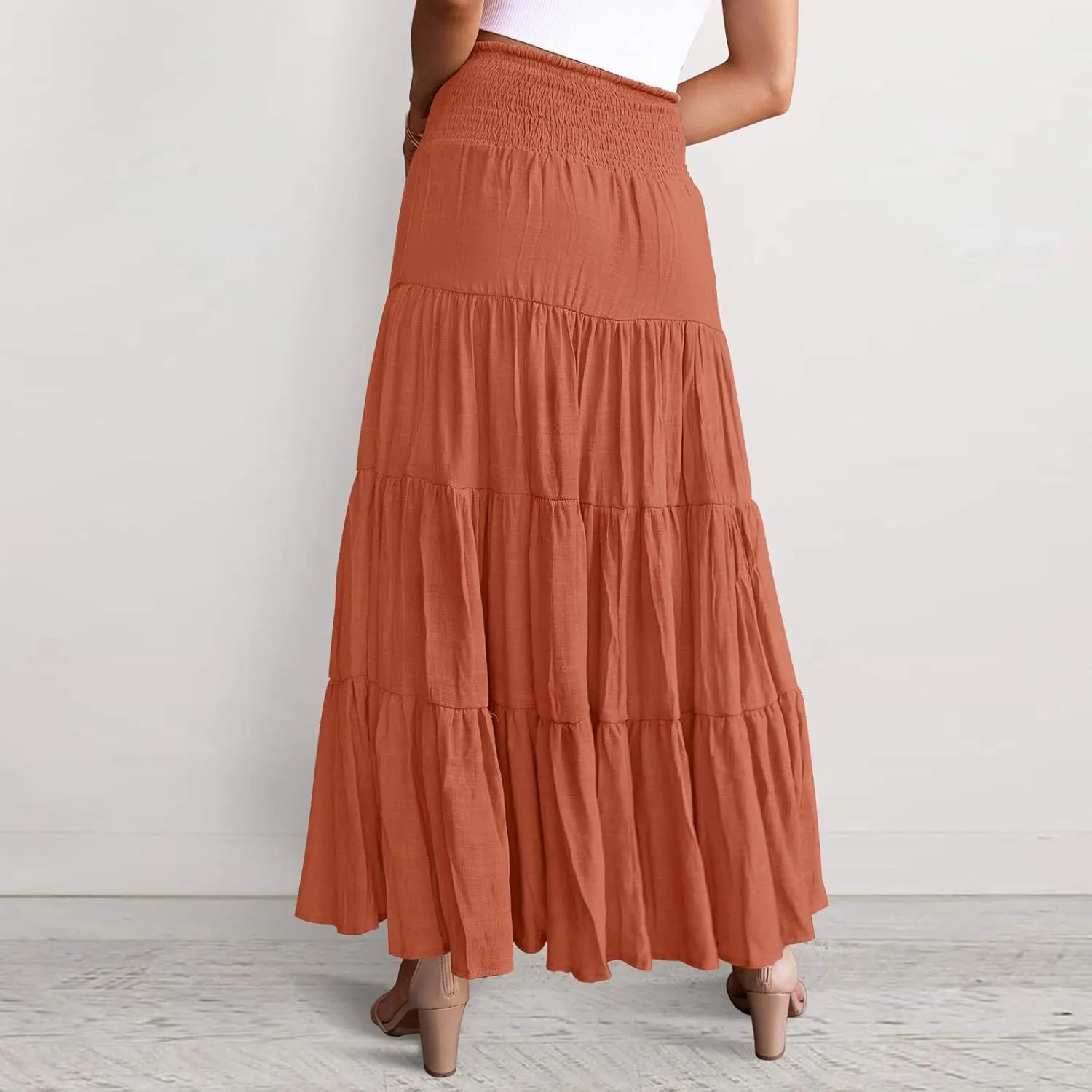 Skirts for Women Trendy High Waist Skirt Long Skirts Elegant Flowy A-line Flared Midi Skirt Maternity Pencil