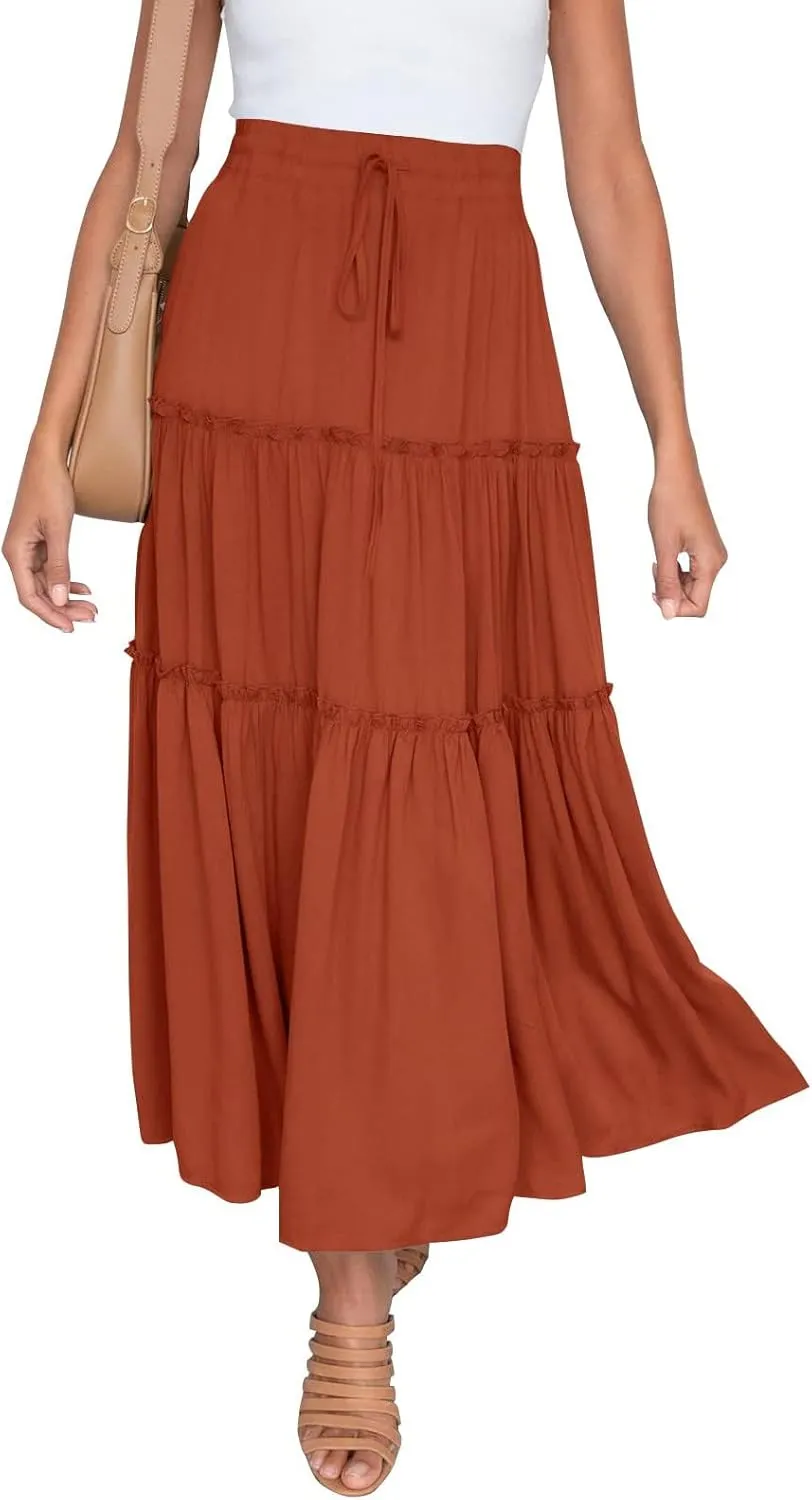 Skirts for Women Trendy High Waist Skirt Long Skirts Elegant Flowy A-line Flared Midi Skirt Maternity Pencil
