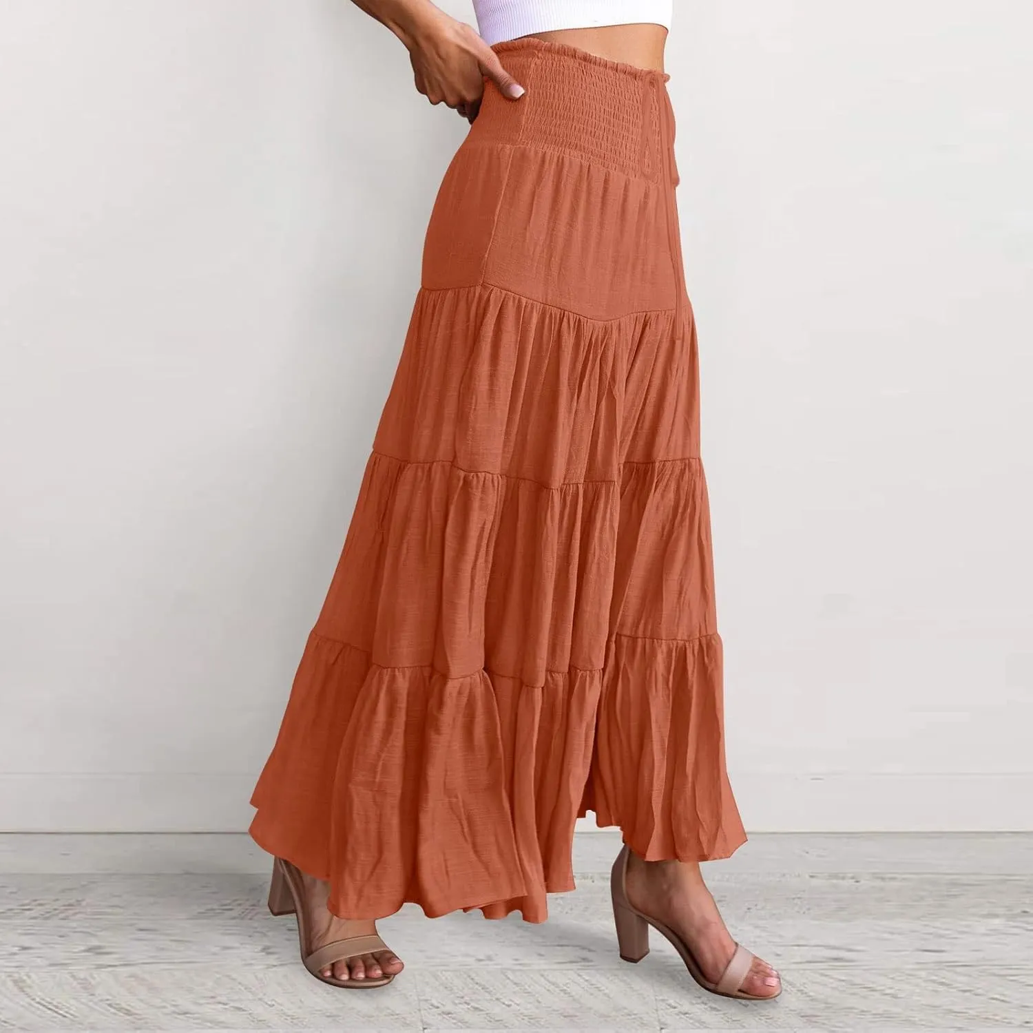 Skirts for Women Trendy High Waist Skirt Long Skirts Elegant Flowy A-line Flared Midi Skirt Maternity Pencil