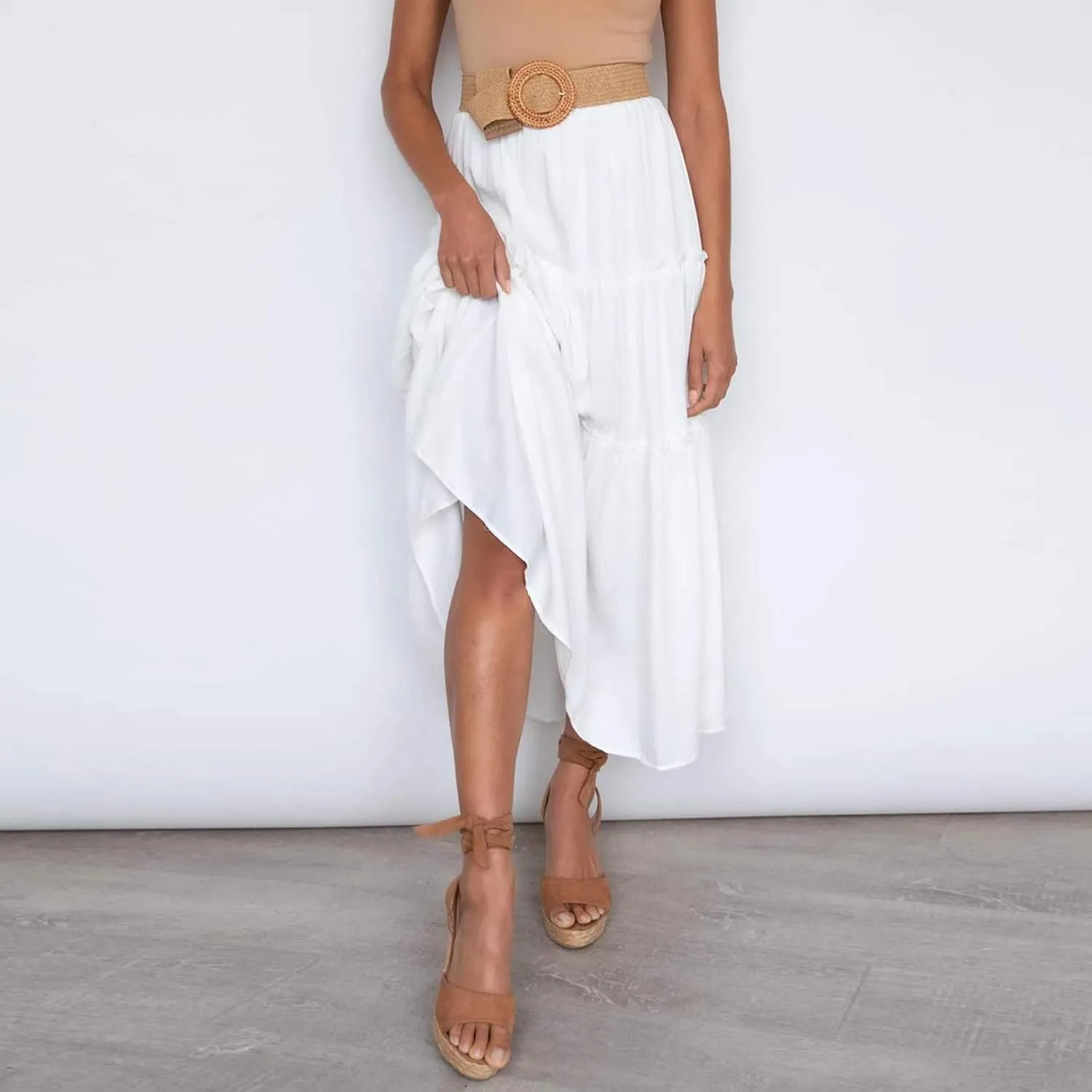 Skirts for Women Trendy High Waist Skirt Long Skirts Elegant Flowy A-line Flared Midi Skirt Maternity Pencil