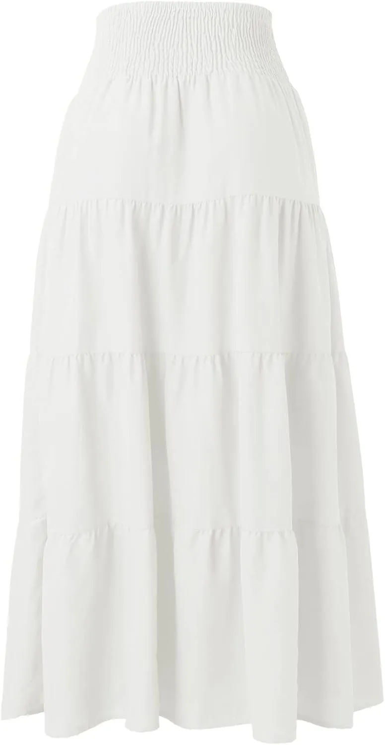Skirts for Women Trendy High Waist Skirt Long Skirts Elegant Flowy A-line Flared Midi Skirt Maternity Pencil