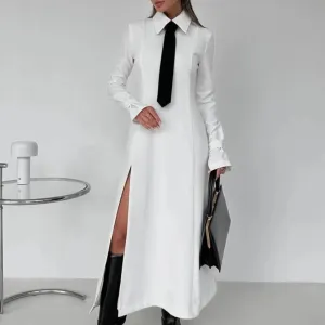 Slim White Office Dress