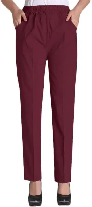 Soojun Womens Summer Elastic Waist Comfy Stretch Pull On Pants