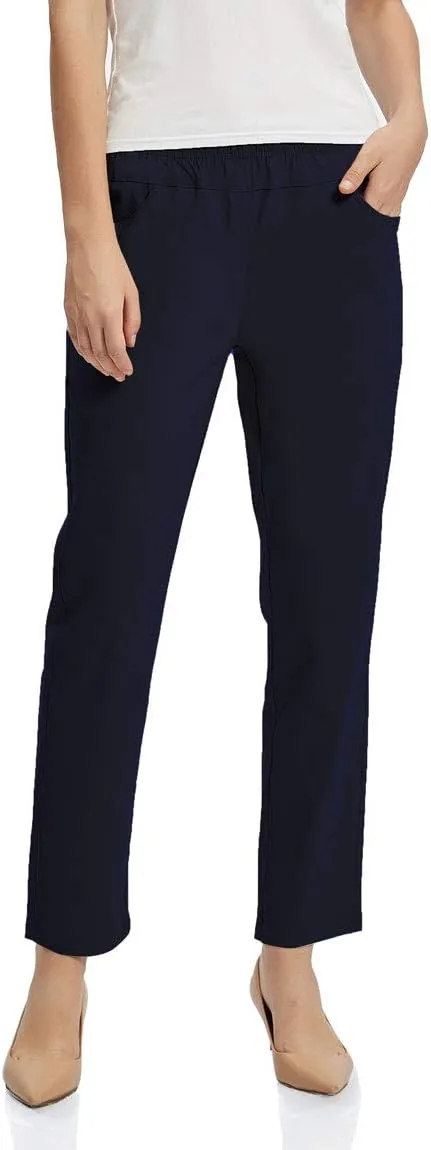Soojun Womens Summer Elastic Waist Comfy Stretch Pull On Pants