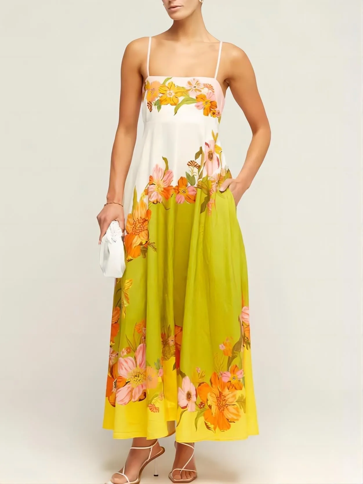 Sophisticated. Modern And Unique Print Strap Midi Dress