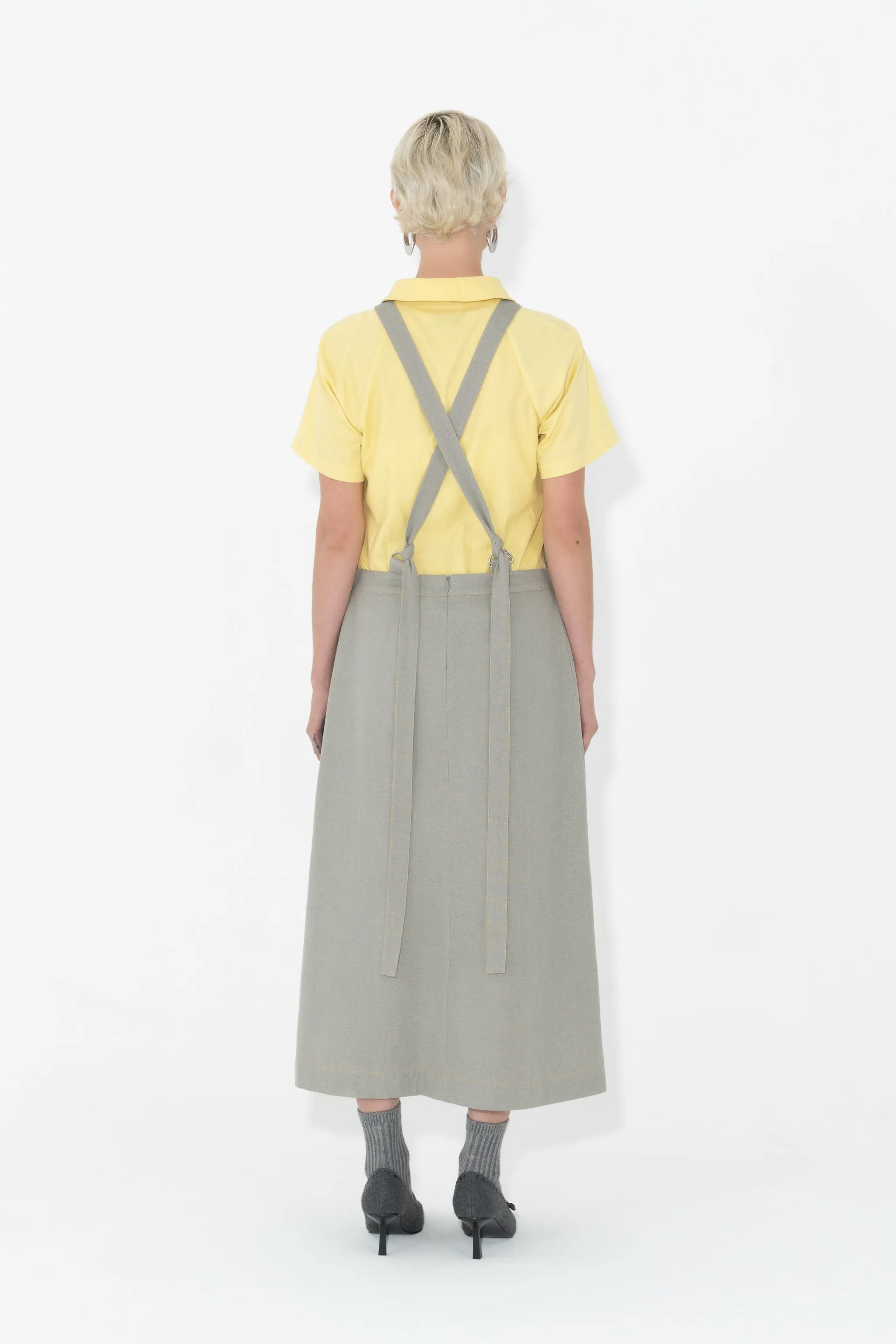 Speedy Apron Dress in Grey w/ Yellow