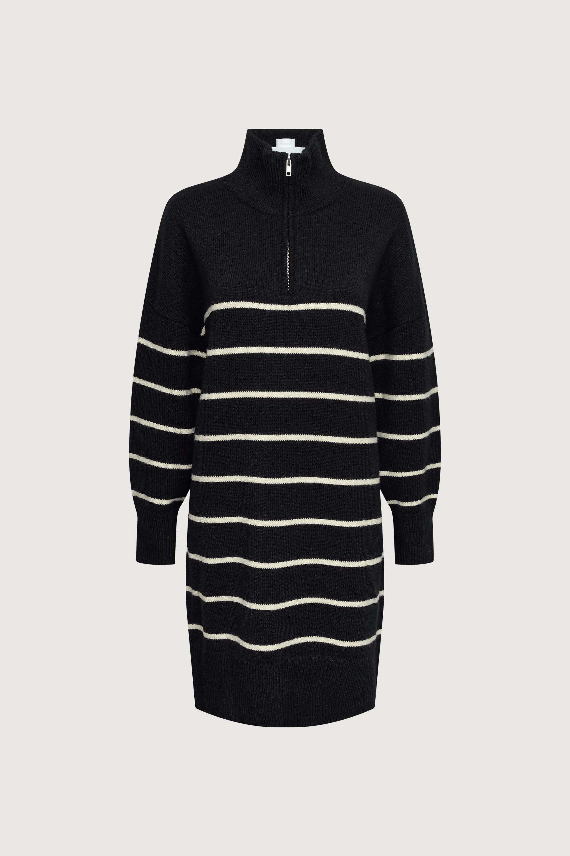 STRIPED HALF-ZIP KNIT DRESS