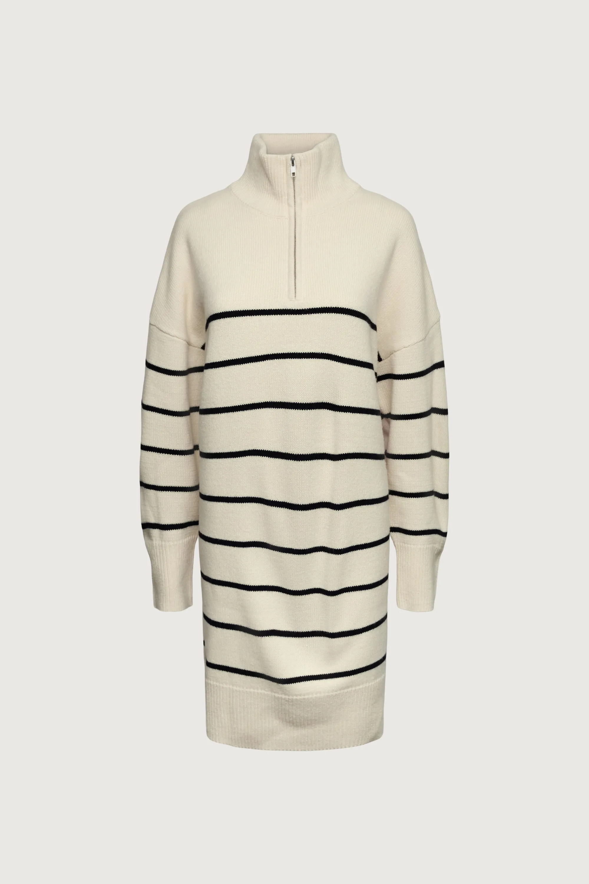 STRIPED HALF-ZIP KNIT DRESS