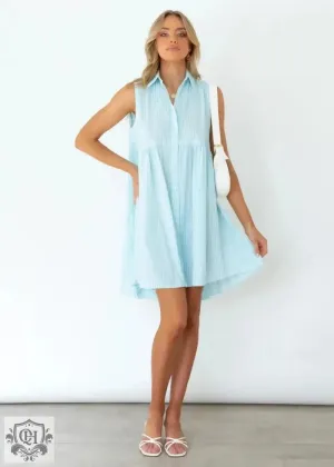 Striped Sleeveless Collared Shirt Dress