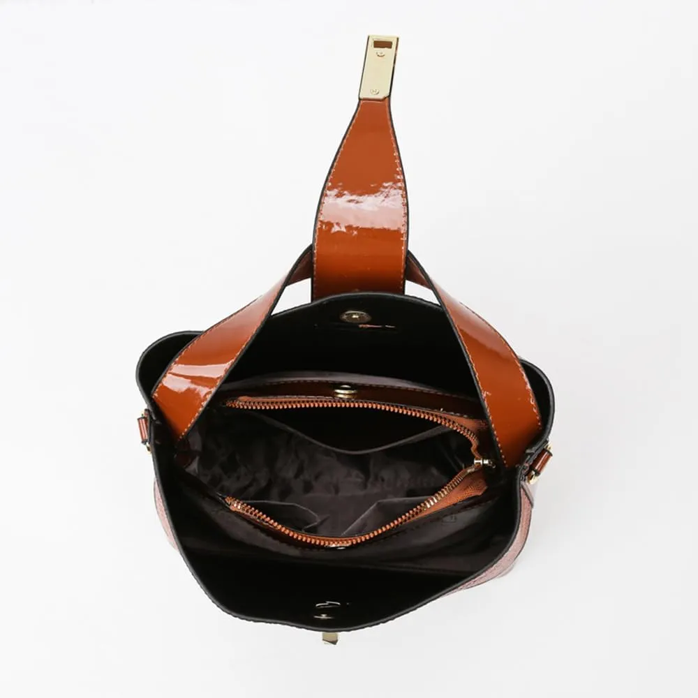 Stylish Red Leather Bucket Crossbody Bag for Women - Hobo Satchel Shoulder Purse
