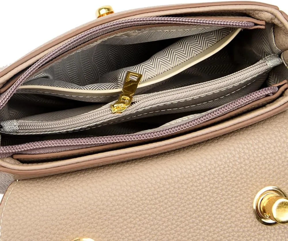 Stylish Small Leather Crossbody Bag for Women - Top Handle Satchel Handbag with Flap Purse Design