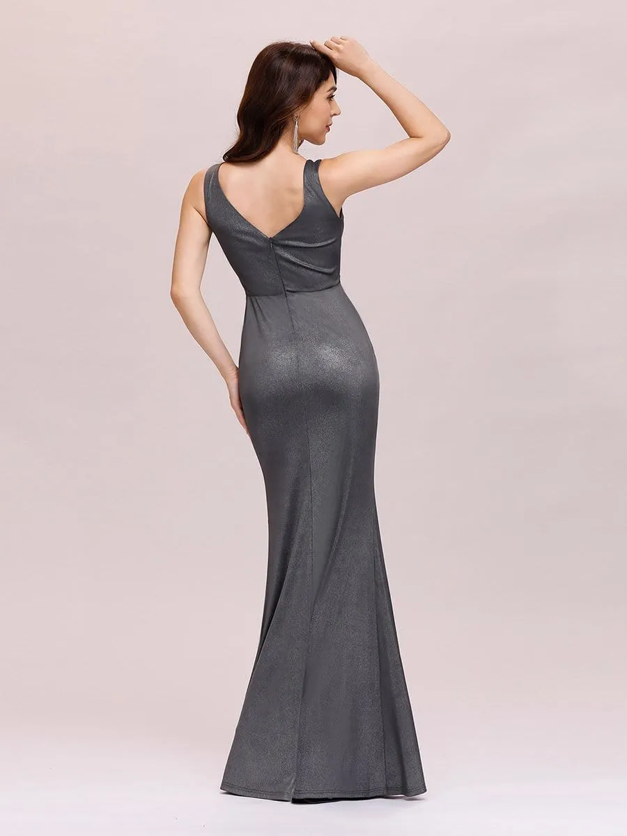 Stylish V Neck Sleeveless Long Fishtail Evening Dress for Party
