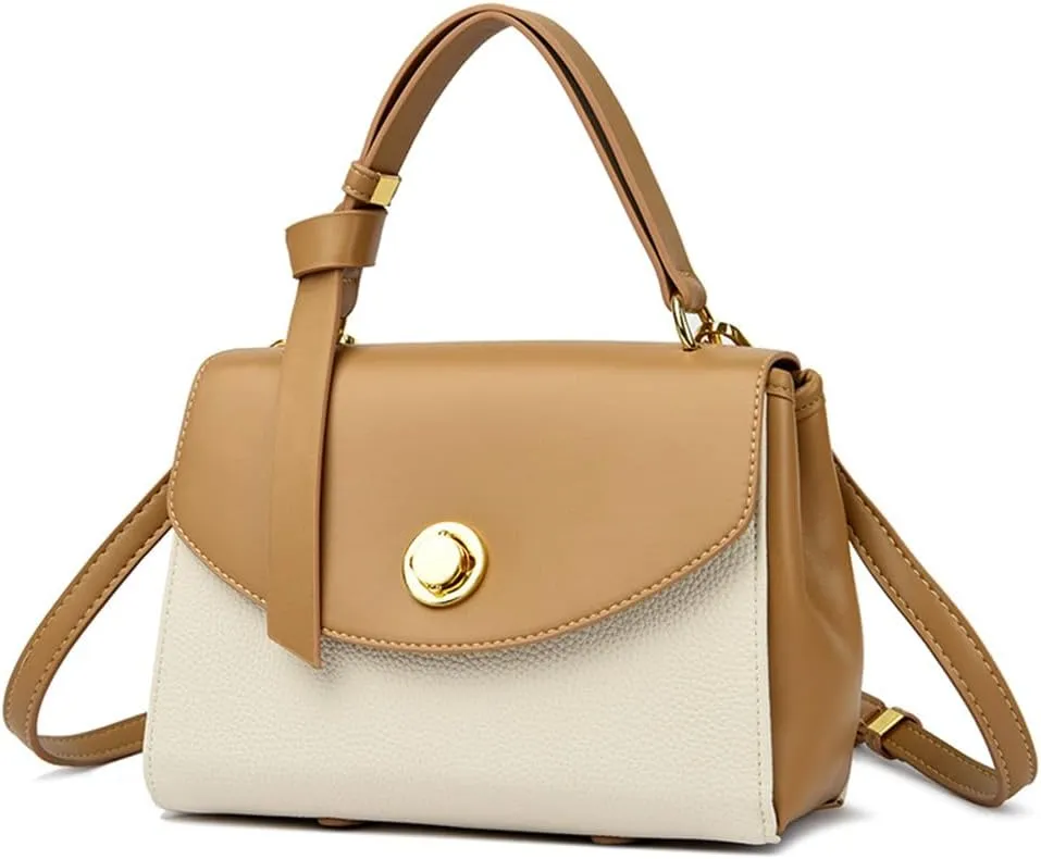 Stylish White Leather Top Handle Flap Purse for Women - Versatile Satchel Handbag, Shoulder & Crossbody Bag