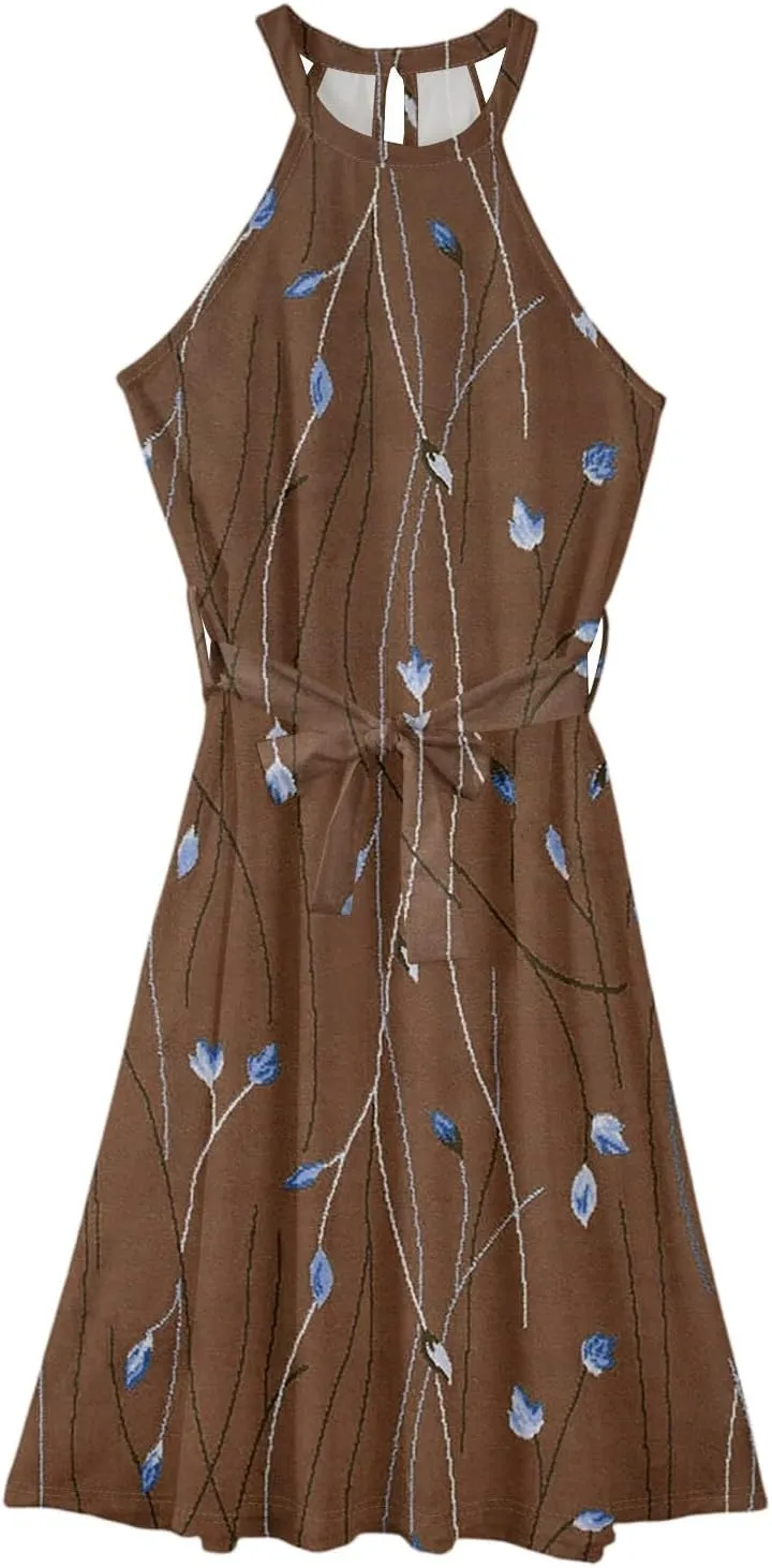 Summer Dresses for Women 2025 Beach A Line Flowy Crewneck Tank Dress Loose Sleeveless Sundresses Cute Petite Flowy Midi Dress