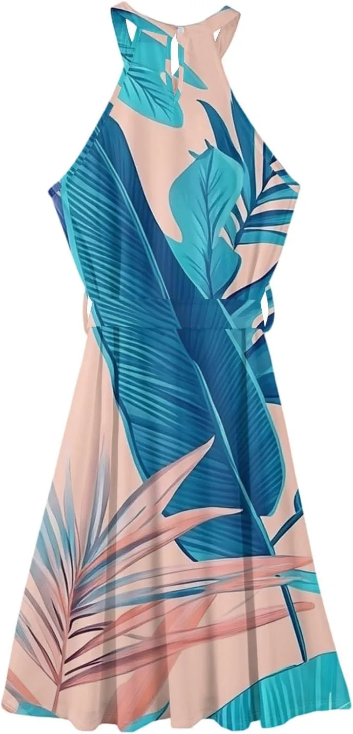 Summer Dresses for Women 2025 Beach A Line Flowy Crewneck Tank Dress Loose Sleeveless Sundresses Cute Petite Flowy Midi Dress