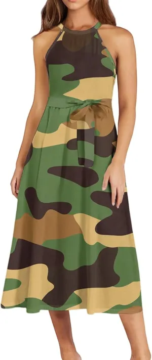 Summer Dresses for Women 2025 Beach A Line Flowy Crewneck Tank Dress Loose Sleeveless Sundresses Cute Petite Flowy Midi Dress