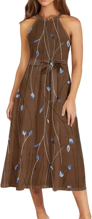 Summer Dresses for Women 2025 Beach A Line Flowy Crewneck Tank Dress Loose Sleeveless Sundresses Cute Petite Flowy Midi Dress