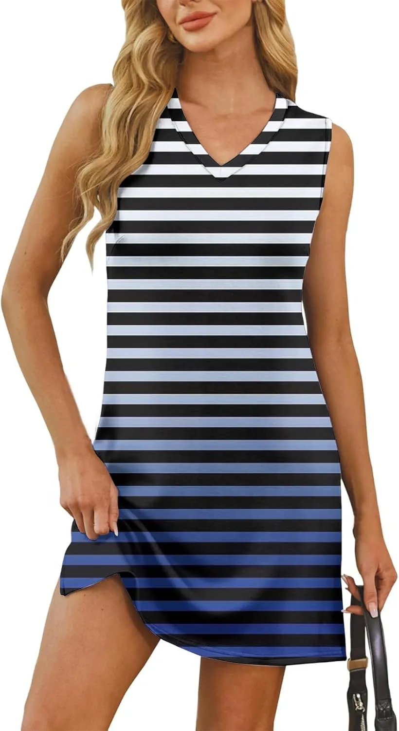 Summer Dresses for Women 2025 Casual Floral Sundresses Sleeveless T Shirt Dresses Beach Loose Tank Dress with Split