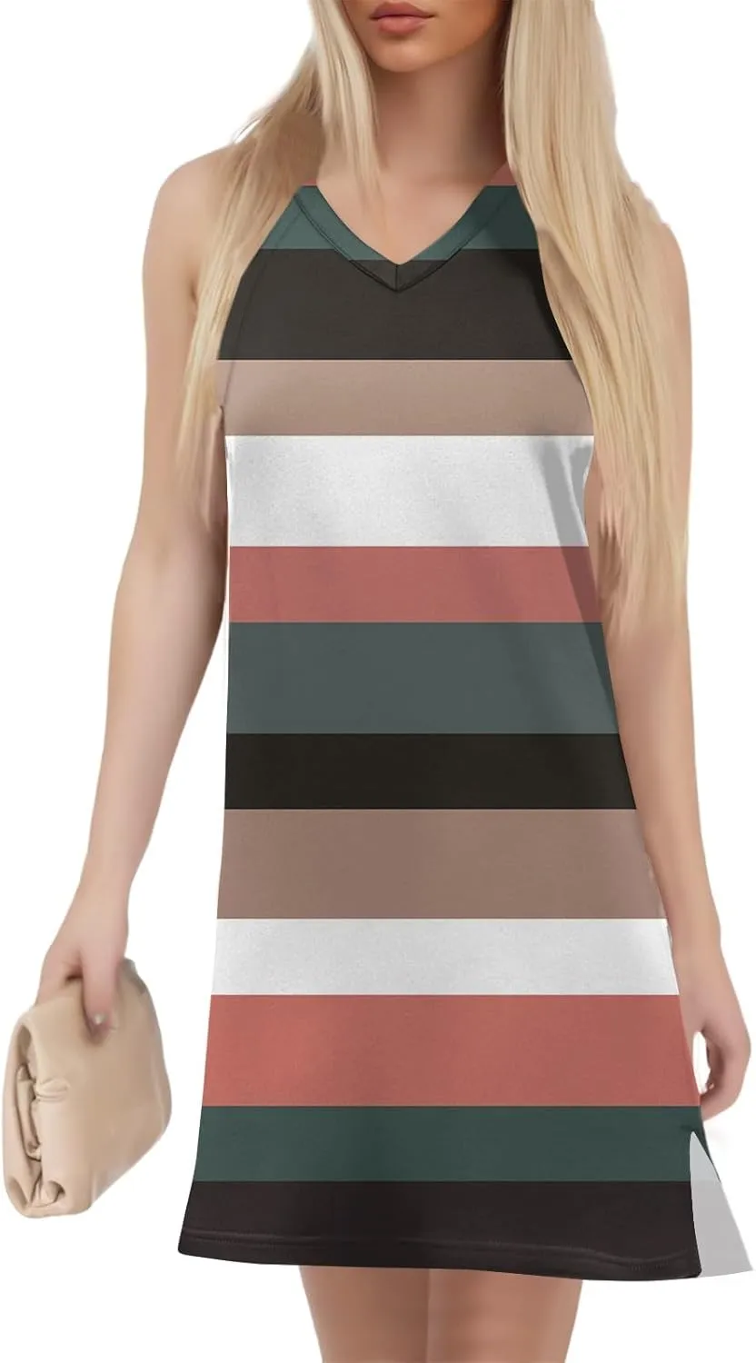 Summer Dresses for Women 2025 Casual Floral Sundresses Sleeveless T Shirt Dresses Beach Loose Tank Dress with Split