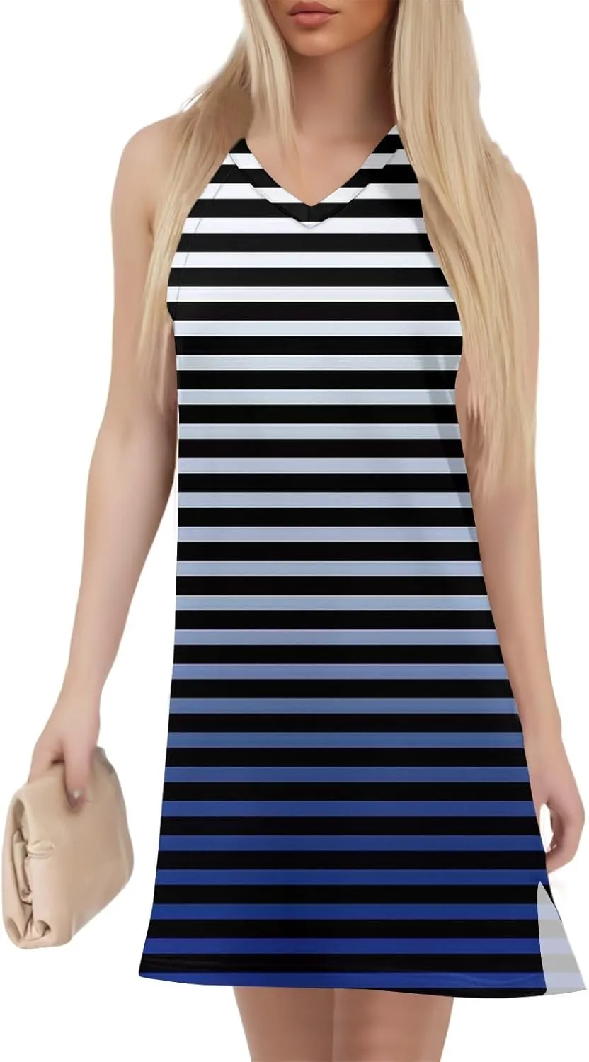 Summer Dresses for Women 2025 Casual Floral Sundresses Sleeveless T Shirt Dresses Beach Loose Tank Dress with Split