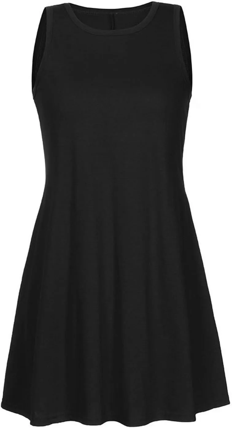 Summer Dresses for Women 2025 Casual Loose Sleeveless Tshirt Sundresses Cute Boho Beach Swing Mini Dress with Pockets