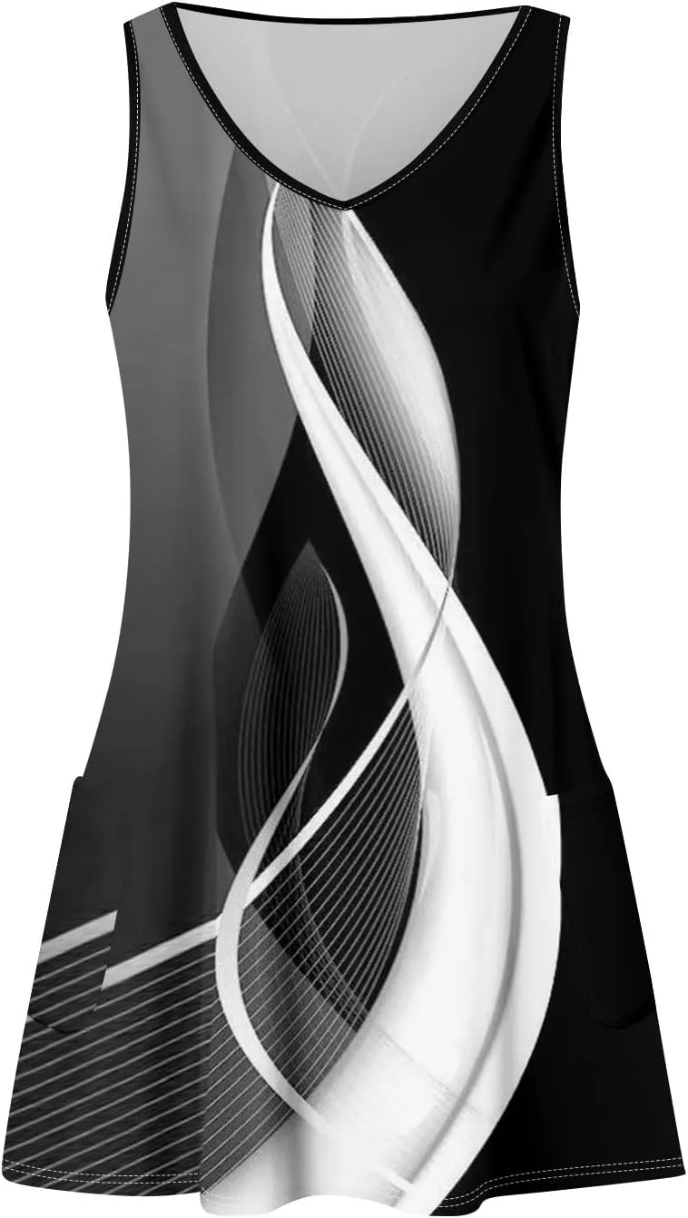 Summer Dresses for Women 2025 Casual V Neck Sleeveless Sundresses Boho Beach Tank Dresses with Pockets