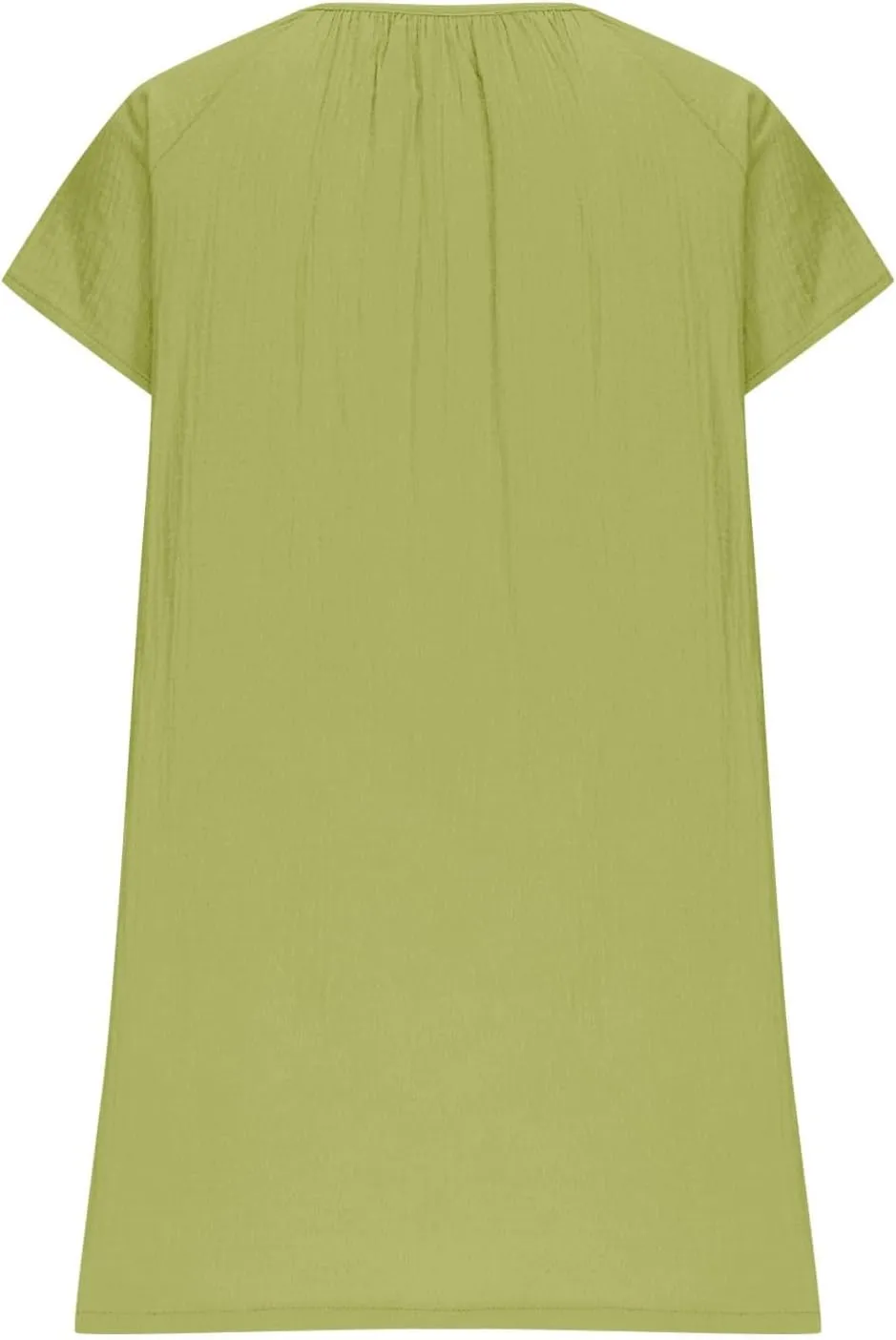 Summer Mini Dress for Women Trendy V Neck Short Sleeve Linen Vintage Sundress Casual Loose Beach Vacation Dresses