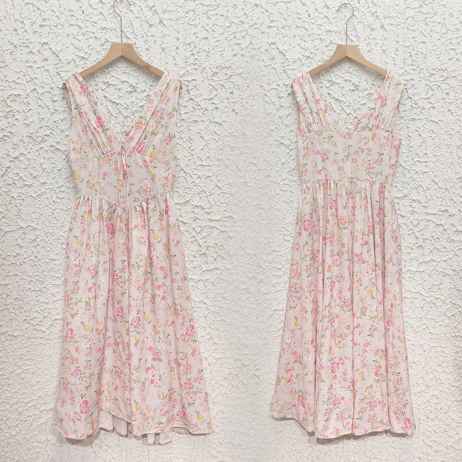 Summer Party Dresses for Women Elegant Classy, Floral Slim Suspender Long Skirt V-Neck,Going Out Dress