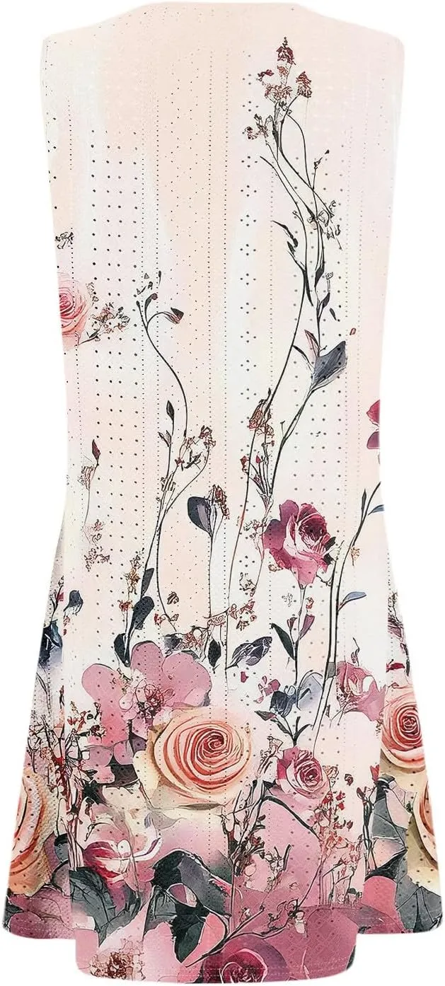 Summer Sleeveless Sundress Women's Plus Size Fitness Dress Lady Comfy Loose