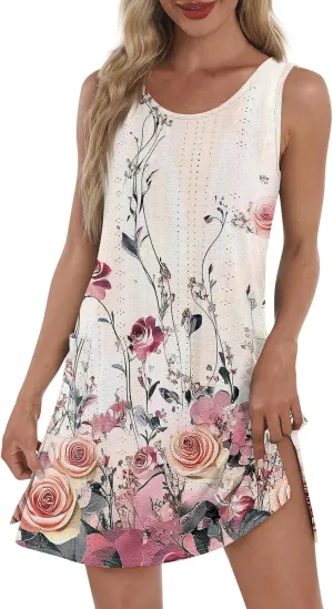 Summer Sleeveless Sundress Women's Plus Size Fitness Dress Lady Comfy Loose