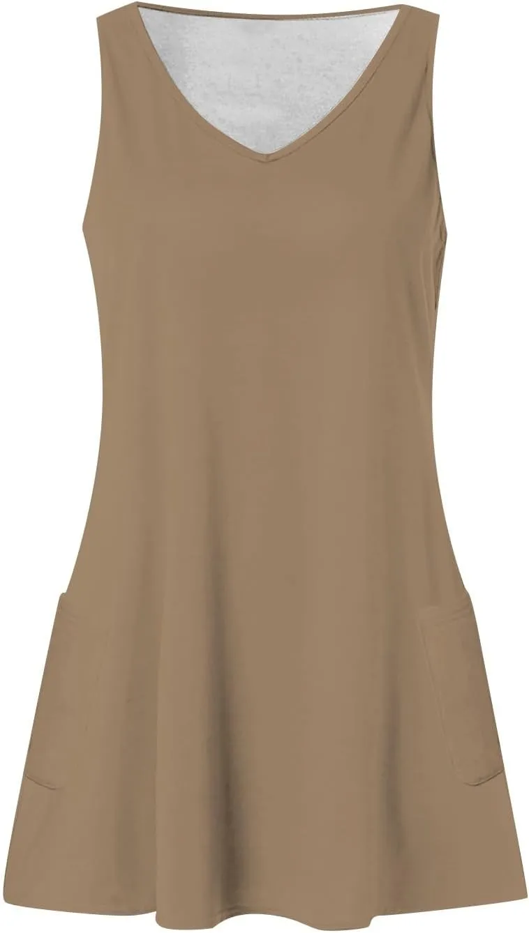 Sundresses for Women 2024 Sleeveless Summer Dresses Plus Size V Neck Sexy Dresses Casual Flowy Swing Dresses